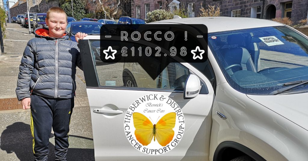 Rocco Smith raises £1102.98 for Berwick's Cancer Cars