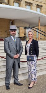 Buckingham Palace garden Party - Cancer Cars Chair Andrew Smith and Vice-Chair Gillian Mitchell