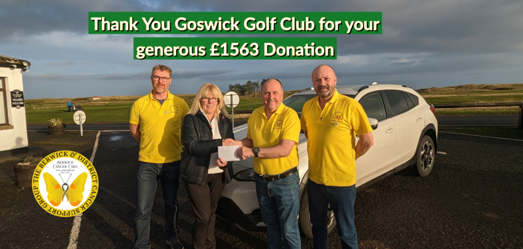 Goswick Golf Club 2022 Presentation to Berwick Cancer Cars
