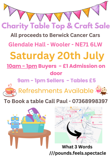Wooler Table Top Sale 20th July